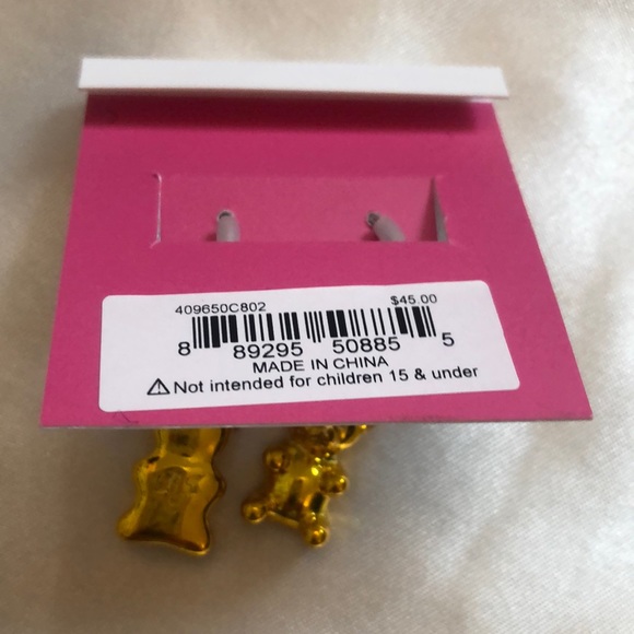 Betsey Johnson Silver Tone Punk And Spice Huggie Hoops Orange Gummy Bear Charm - Picture 11 of 12